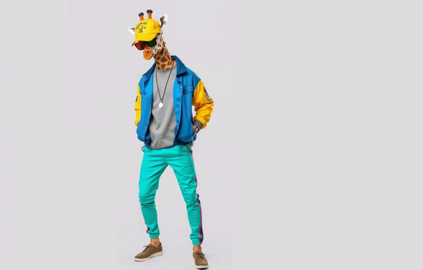 Giraffe Dressed as a Stylish Young Man