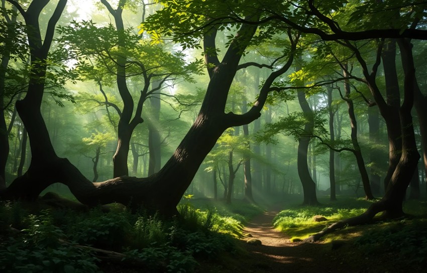 Serenity in the Sunlit Forest