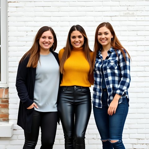 Three Smiling Young Women in Casual Outfits